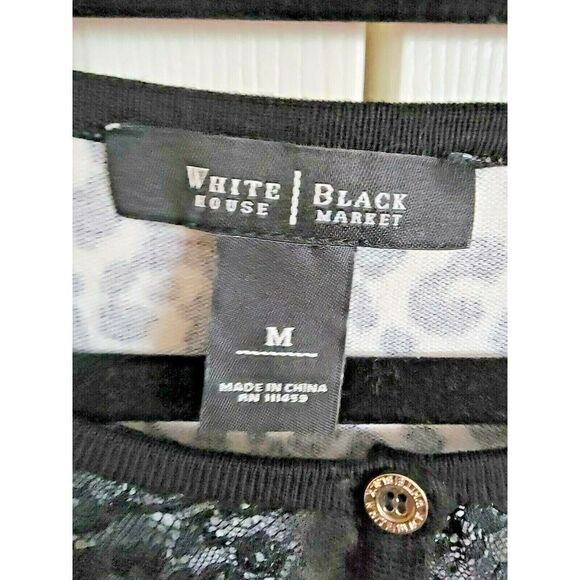 WHBM White House Black Market Leopard Print Short Cardigan Sweater Size M - Picture 4 of 5